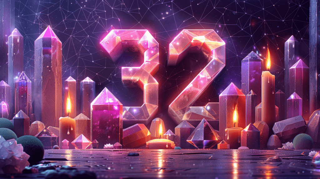 32 Meaning Numerology showing a flat design interpretation of numerology chart with 32