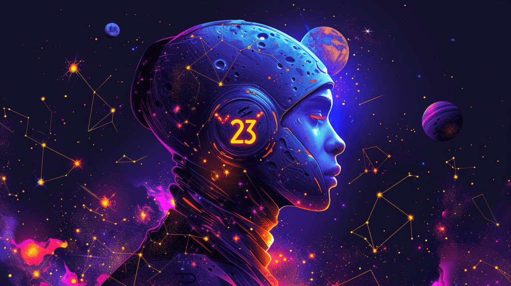 Flat design of 23 in astrology and esoteric practices