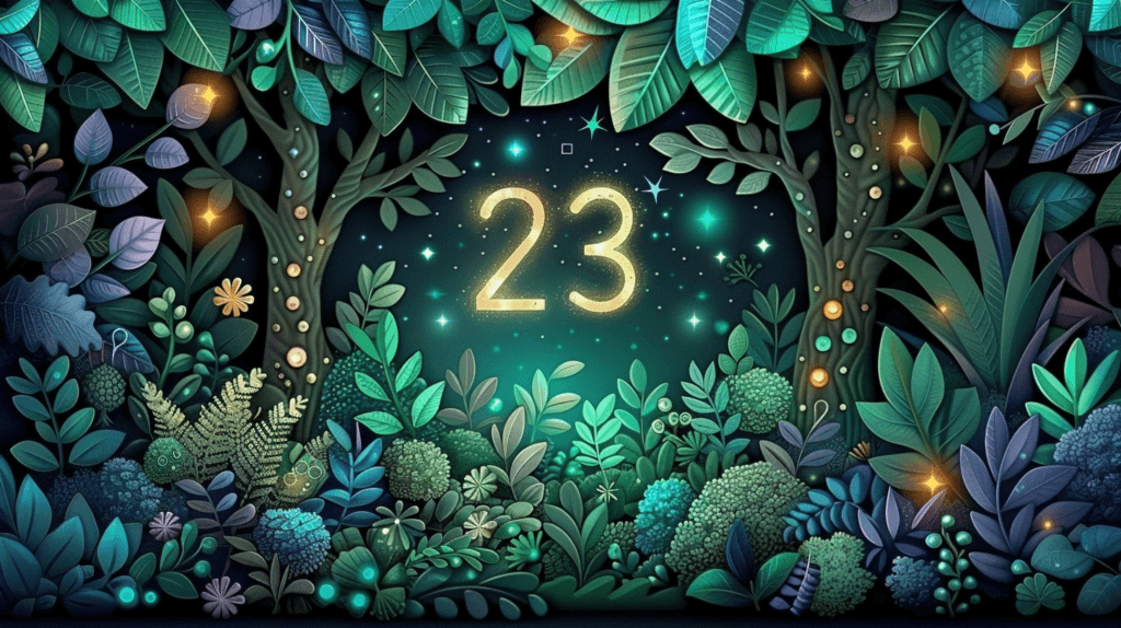 Flat design of the spiritual meaning of Angel Number 23.