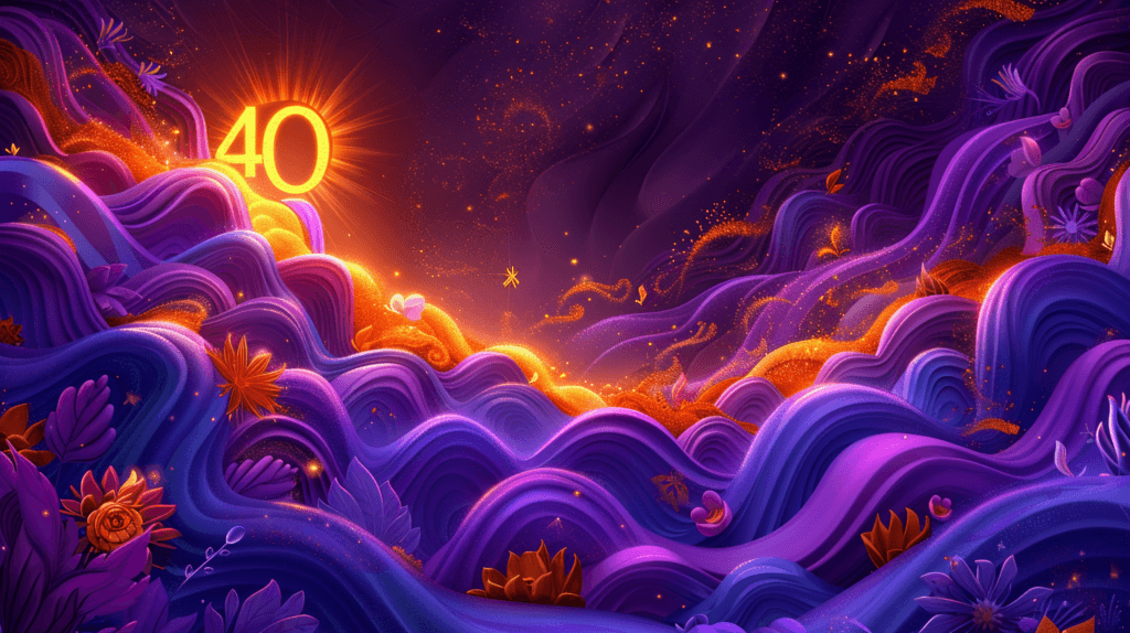 Flat design illustrating energy and vibration of number 40