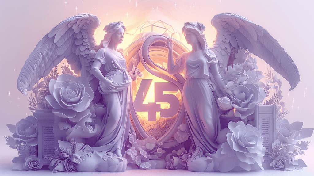 Flat design illustrating the symbolism of Angel Number 45