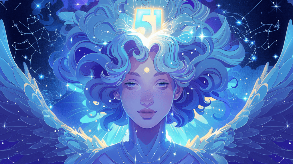 a simplified angelic figure revealing the number 51