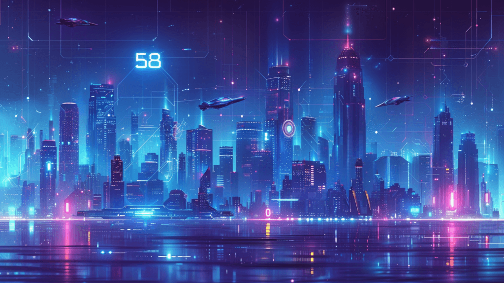 interpretation of futuristic cityscape for number 58