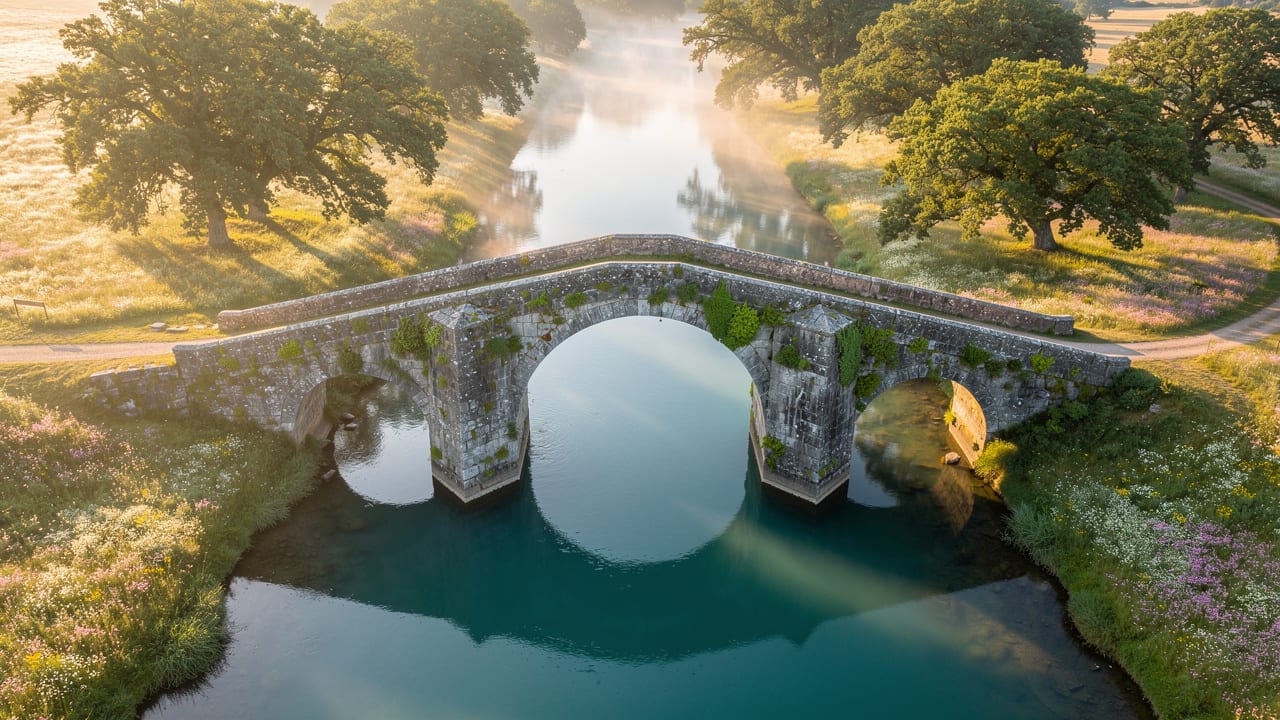 Symmetrical stone bridge representing strength stability and strong foundations
