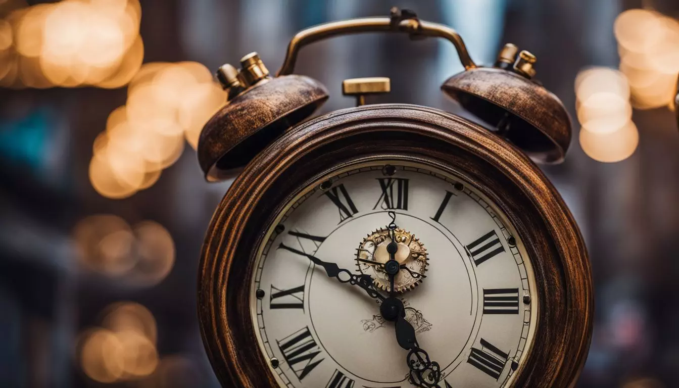 A photo of a stylish study with a clock showing 12 o'clock.