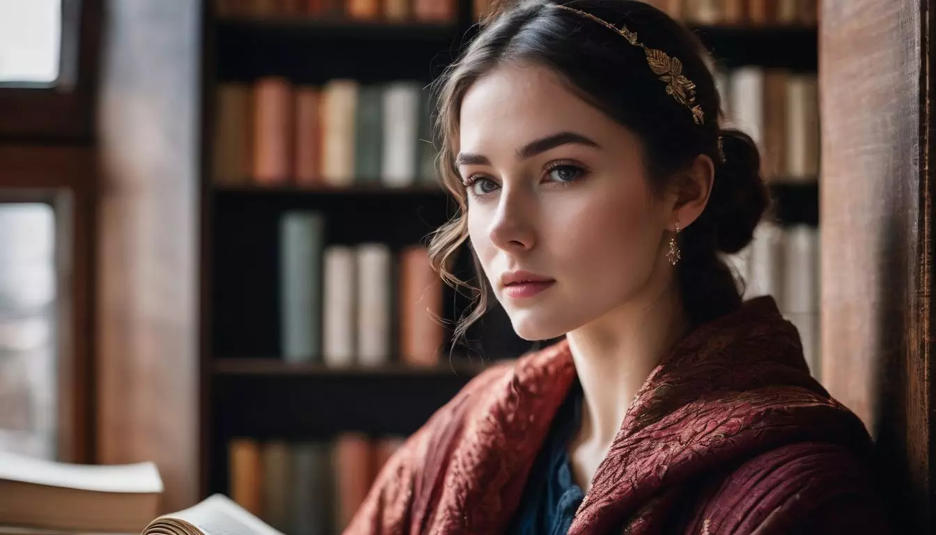 A person engrossed in thoughts, surrounded by books in a quiet room.