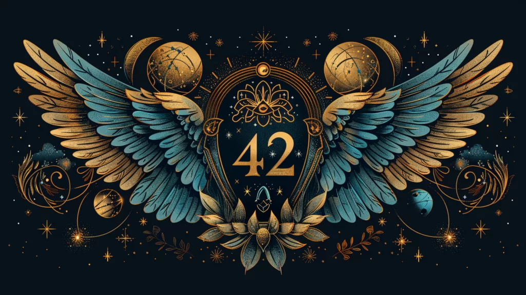 Flat design representing angel number 42