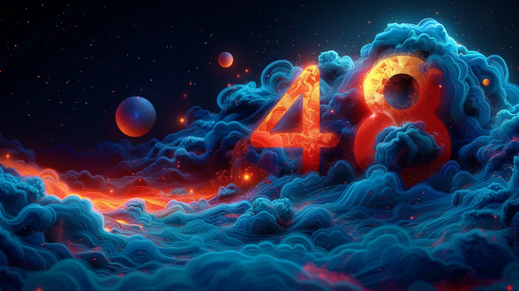 Flat design illustrating the vibrational energy of number 48