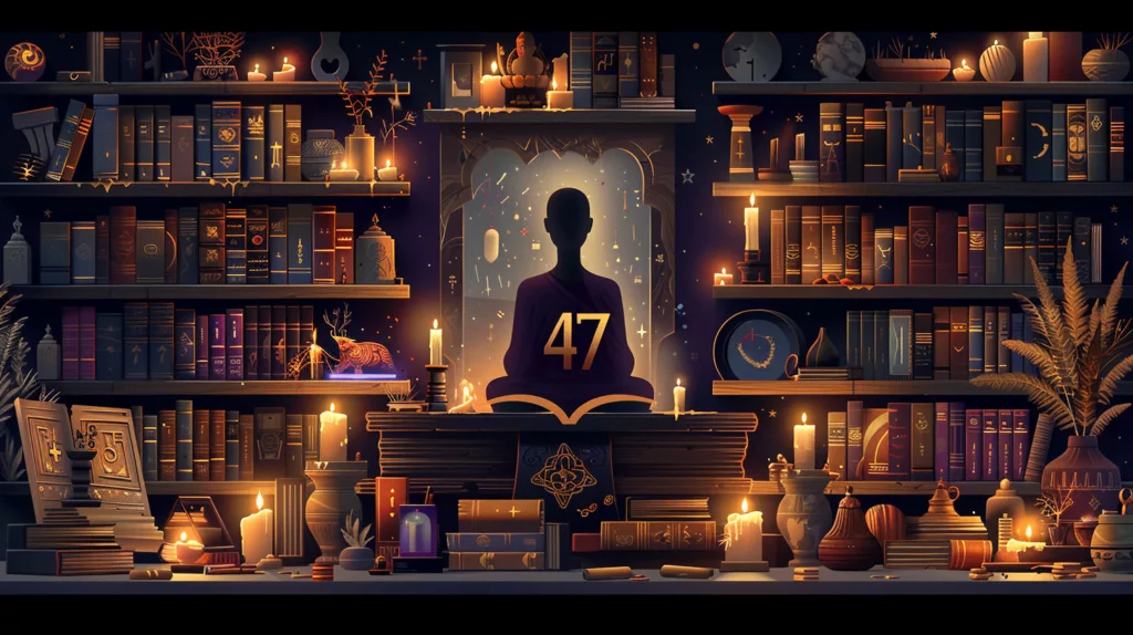 Flat design of contemplative study with number 47